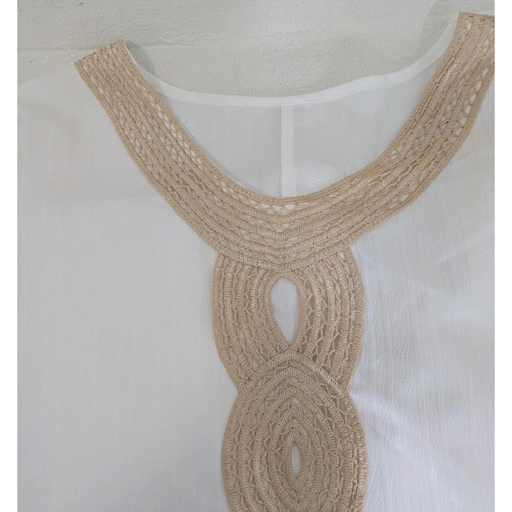 Womens 2 Piece Lounge Set White Gold Trim 4XL Top Pants - Picture 10 of 12